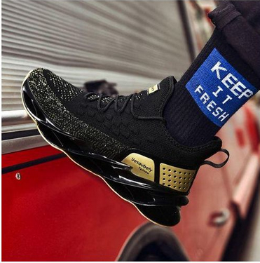 ALagzi 2025 Men’s Casual Noble Shoes Running Sneakers - Black/Gold - Image 3