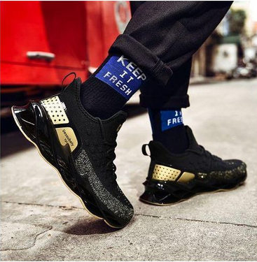 ALagzi 2025 Men’s Casual Noble Shoes Running Sneakers - Black/Gold - Image 4