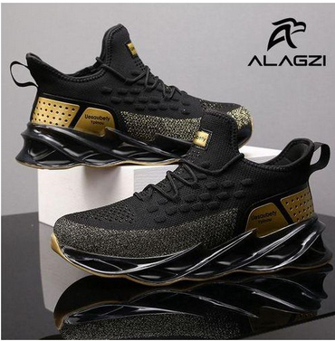ALagzi 2025 Men’s Casual Noble Shoes Running Sneakers - Black/Gold - Image 7