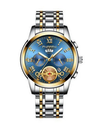 FNGEEN Fngeen - Men's Quartz Watch Multi Functional Steel Band Watch-Silver