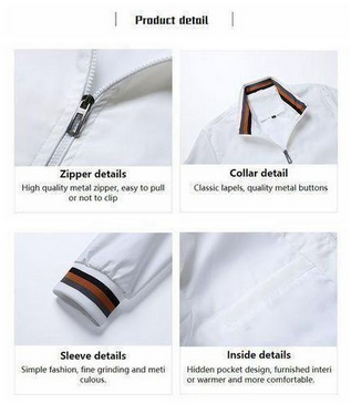Berrykey Men’s Casual Zip-Up Jacket – White | Breathable, Stylish & Modern Outerwear - Image 2