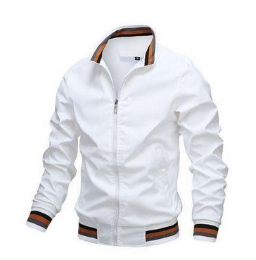 Berrykey Men’s Casual Zip-Up Jacket – White | Breathable, Stylish & Modern Outerwear - Image 4