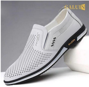 GALUIN Men's New Casual Breathable White Leather Shoes – Stylish Comfort for Everyday Wear