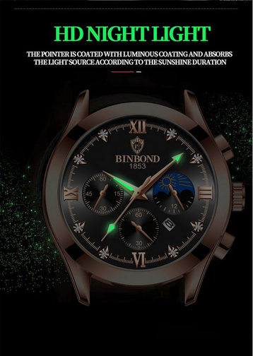 BINBOND Men’s Watch Fashion Waterproof Sport Quartz Business Watch – Stylish, Durable & Built for Performance - Image 3