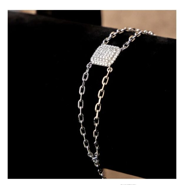 Gabriella Square 2.5mm 18Karat White Gold Diamond Bracelet