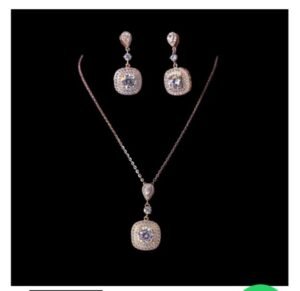 Eudora Moissanite Rose Gold Color Sterling Silver Necklace and Earring Set/ Ghana