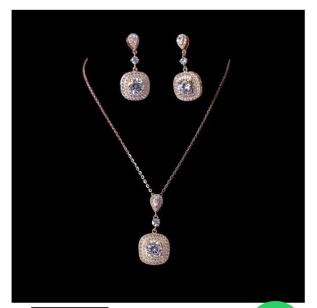 Eudora Moissanite Rose Gold Color Sterling Silver Necklace and Earring Set/ Ghana